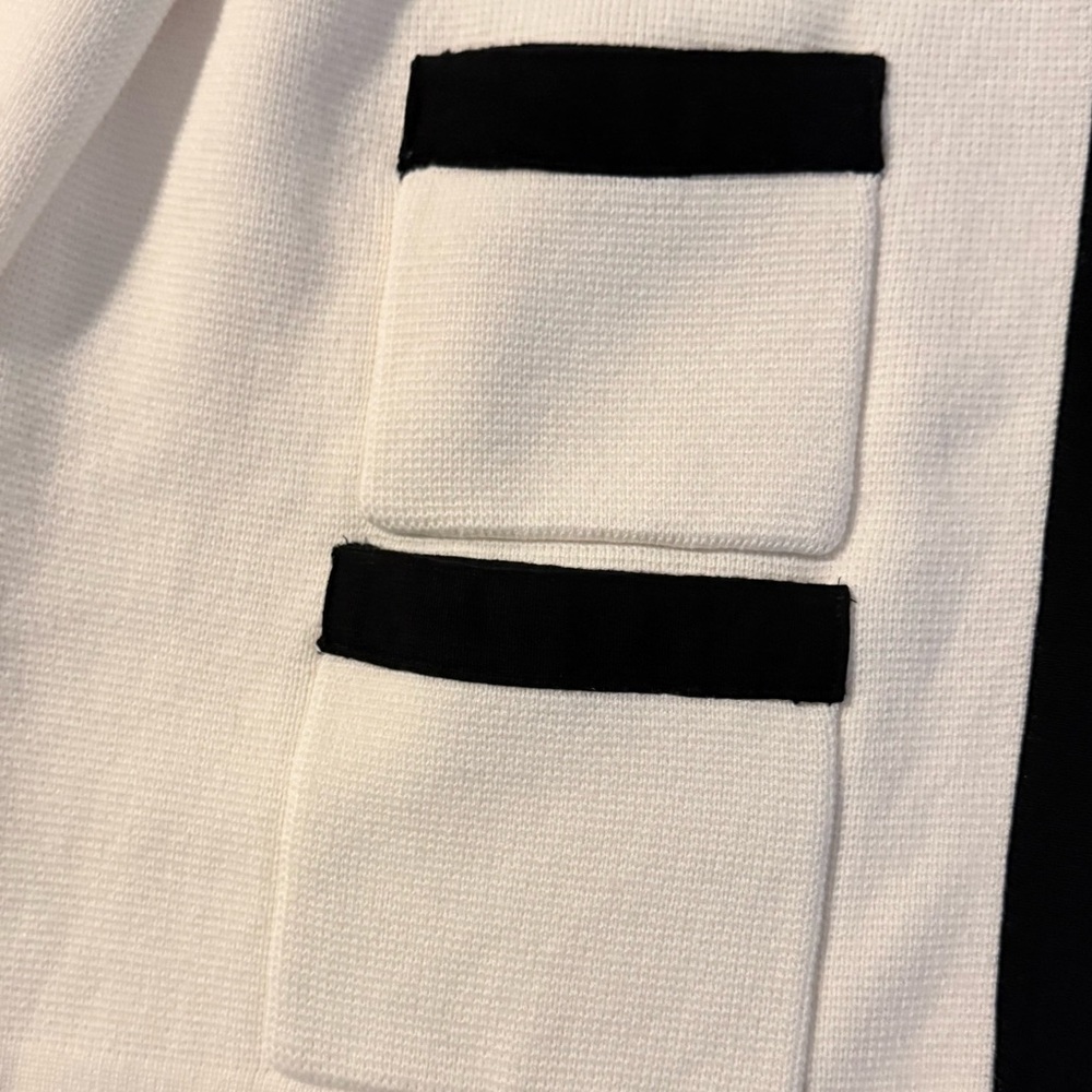 Talbots Ivory Black Trim Sweater Jacket Hook Eye Cardigan Knit X (1X) - Picture 5 of 8